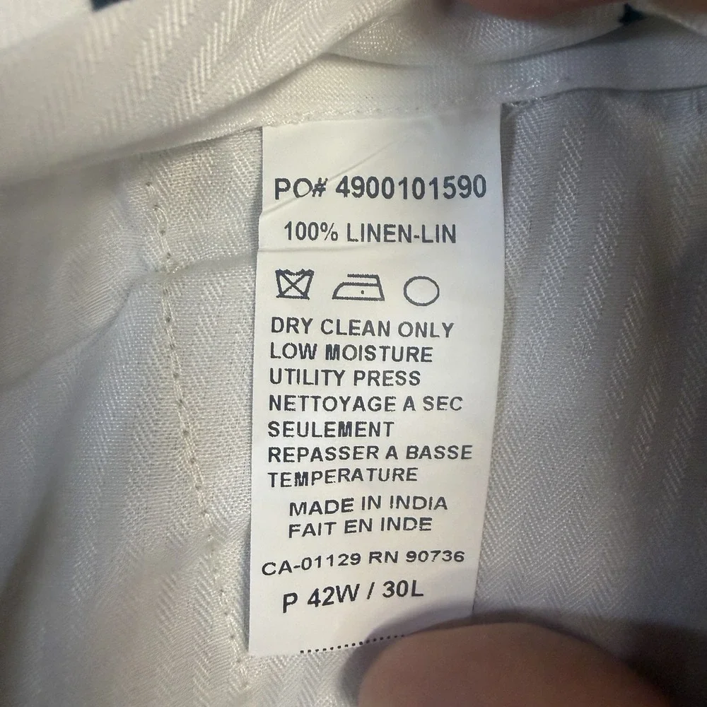 Lauren Ralph Lauren Pants Mens 42x30 Beige 100% Linen Dress Flat Front (44x30)